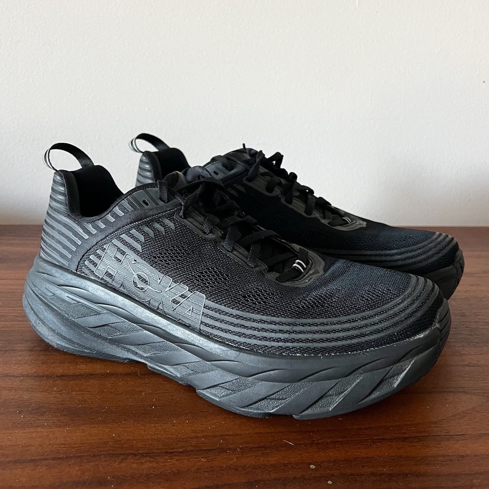 Hoka One One Bondi 6 Running Shoes Triple Black Mesh Mens Size 10.5